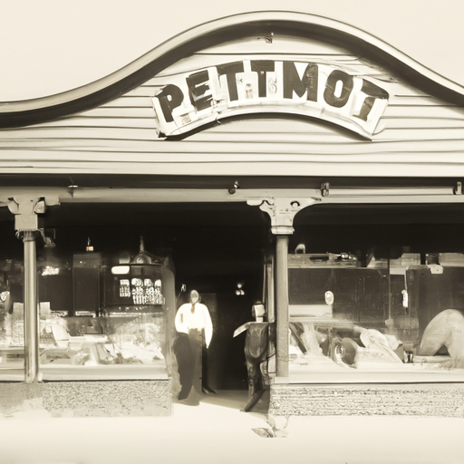 צילום וינטג' של חנות לחיות מחמד בתחילת המאה ה-20